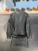 Tasarım Yeni Erkekler İş Gündelik Deri Ceket Lüks Giyim Marka koyun derisi Malzeme Motosiklet fermuar ceket