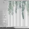Duschgardiner tropiska grönt växt vattentätt tyg badrum gardin med krokar boho botaniskt bladpalmträd