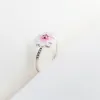 Pink Magnolia Bloom Ring Autentic Sterling Silver S￶ta kvinnor Br￶llopsdesigner smycken med originall￥da f￶r Pandora blek cerise emaljblommor ringar