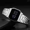 Wristwatches Luxury Digital Watches For Women Electronic LED Wristwatch Stainless Steel Watchband Fashion Rose Gold Ladies Clock2371