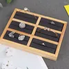 Jewelry Pouches Log Ring Bracelet Plate Wooden Stand Flannel High-End Storage Display