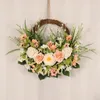 Guirlande de fleurs décoratives simulées, anneau en rotin, Rose Sakura, couronne de décoration, accessoires de photographie, mariage, maison, porte d'entrée suspendue