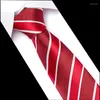 Strikbanden gestreepte zijden stropdas 7cm luxe paisley stropdier rode bule paarse nek voor mannen formeel zakelijk huwelijksfeestje