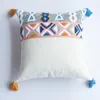 Pillow Boho Style Tufted Cover Embroidered Blue With Tassel Lumbar Decorative Pillows For Living Room