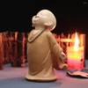 인테리어 장식 작은 사랑스러운 불교 작은 수도사 동상 입상 수지 조각 수제 자동차 홈 장난감