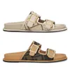 2022 nya Jacquard Dual Buckle Slide Sandaler herr unisex Letter Tofflor Lyxiga sportpooltofflor med låda