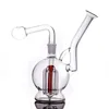 Mini bécher Recycler Bong en verre soufflé à la main Conception unique Petit tuyau d'eau pour fumer 14 mm Joint Bras Arbre Filtre Nid d'abeille avec 30 mm Bubbler Tuyaux de brûleur à mazout 1pcs