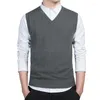 Gilet da uomo Maglione senza maniche da uomo Gilet Maglieria di cotone Scollo a V Abbigliamento casual lavorato a maglia Taglie forti Gilet con bottoni maschili Ragazzi Maglioni grigi