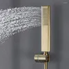 Badkamer douche sets geborsteld goud thermostatische set regenval kraan muur mixer en koude badtap