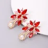 Orecchini pendenti in cristallo a blocchi di colore con acqua di perle Orecchini pendenti per donna Orecchini a fiore con strass scintillanti 2022 gioielli