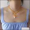 Collane con ciondolo Collana con ciondolo a forma di fungo in resina colorata per le donne Girocolli a catena in plastica Gioielli all'ingrosso Accessori moda Sexyhanz Dh34I