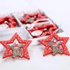 Christmas Decorations 12 Pcs Of Santa Claus Small Tree Five-Pointed Star Wooden Gift Ornaments European Style Home Cartoon Cute