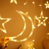 Star Moon Led Curtain Garland String Light Eid Mubarak Ramadan Decoration Islam Muslim Party Decor Eid Al Adha Gift