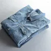 Erkekler sıradan gömlekler 2022 denim bahar moda yaz pamuklu erkekler için kot pantolon uzun kollu gömlek Kore kıyafetleri kimya homme