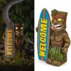 Garden Decorations Tiki Welcome Surfboard Statue Indoor Outdoor Home Decoration Figurine Porch Crafts Backyard Patio Resin Lawn Pathway 220930