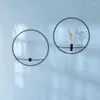 Candle Holders Geometric Round Wall Hanging Candlestick Home Metallic Decoration Stereo Creative Matching Stick Iron