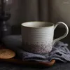 Mokken Vintage Coffee Cup Set keramische mok met handvat en lepel grote eenvoudige bekers tazas de cafe creativas desayuno paar geschenken