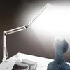 Bordslampor LED Folding Metal Clip Desk Lamp L￥ng arm Dimning 3 f￤rger Belysning f￶r vardagsrumsl￤sning Ljus