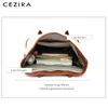 Evening Bags CEZIRA Casual Canvas PU Leather Patchwork Shoulder For Women Large Capacity Soft Tote Handbags Ladies Travel Shopping Purse