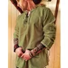 T-shirts pour hommes Cosplay Costume Hommes Renaissance Pirate Tops Rétro Chevalier Guerrier Tenue À Lacets À Manches Longues Blouse Médiévale Vêtements