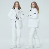 Costumes de Ski combinaison de Ski hiver hommes femmes couleur unie veste de neige chaud coupe-vent épaissi pantalon de Snowboard imperméable ensemble alpin
