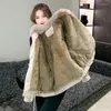 Damesgeuljagen faux bont kraag herfst winter fleece jas vrouwen losse bovenkleding Koreaans kort wagden jas