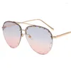 Sunglasses 2022 Unisex Candy Color Large Round Frame For Male Fashion Trend Chain Temple UV Protection Ladies Glasses