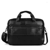 Briefcases Luxury Cow Genuine Leather Business Men's Briefcase Male Shoulder Bag Real Men Messenger Tote Computer