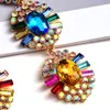 Orecchini pendenti pendenti in cristallo di metallo lunghi di dichiarazione Accessori di gioielli in vetro di moda per le donne