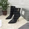 Chaussures habillées pour femmes Designer Automne Hiver Talons hauts Bottines en cuir Bottines noires Hiver Genou Marron Escarpins hauts Globalkidsshoes