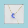 Pendant Necklaces Handmade Opal Crystal Blue Moon Pendant Necklace Resin Crescent Jewelry For Women Girlfriend Lovely Minima Yydhhome Dht3V