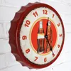 Wandklokken 35 cm creatieve metalen klok modern ontwerp retro bierfles dop 3d kunst decor voor bar café ijzer hangende horloge 220930