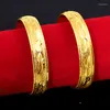 Bangle 24k Gold Plated Armband Bangles For Women's Bride Sand 12m Boutique Buckle Face Tjockade smycken g￥vor