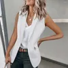 Women's Suits Solid Color Women Blazer Loose Type Temperament Breathable Cardigan Sleeveless Single Button Formal Suit Coat