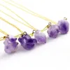 Натуральный сырой минеральный каменный кулон аметиста кластерный фиолетовый хрустальный цветочный ожерелье оптом