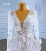 Sweetheart Wedding Dress Luxury Crystal Beaded Applique 3D Embroidery Deep V Long Sleeve 222199