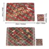 12pcs / set No￫l Placemat imprim￩ Placemat Mat de No￫l Christmas de flocon de snow Elk Coaster No￫l Decoration Isolation Isolation Placemats Th0490