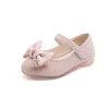 Flat Shoes White Pink Bowknot Little Girls Princess For Wedding Party Kids Dance Soft Bottom Single Chaussure Fille 1-6T