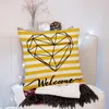 Pillow Home Pillowcase Sofa Cover Linen Short Plush Black And Yellow Series Bedroom Living Room Decoration