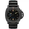 0 Pam 0616 Mens Automatic Watches 47mm Dial Black Color 2555 Mechanical Movement Carbotech Wristwatch Luminous