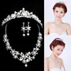 Necklace Earrings Set Crystal Simulated Pearls Tiaras And Crowns Eardrop Jewelry Bridal Bride Wedding Party Decoration
