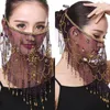 Stage Wear Danzatrice del ventre Accessori per il velo Chiffon Halloween Face Dress Up Beautiful With Paillettes Dancing Paillettes Frangia