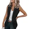 Women's Suits Solid Color Women Blazer Loose Type Temperament Breathable Cardigan Sleeveless Single Button Formal Suit Coat