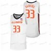 GLA MITNESS Custom Illinois Fighting Illini College Basketball Jersey NCAA Kofi Cockburn Andre Curbelo Trent Frazier Luke Goode Jacob Grandison Coleman