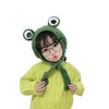 Cappelli xeongkvi cartone animato coreano adorabile rana bambini a maglia berretto inverno marca per la protezione delle orecchie di protezione teschi berretti per bambini tappi per bambini