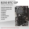 Cartes mères B250B BTC Mining Carte mère avec câble d'alimentation graphique 24PIN Switch 12 PCI-E Slot LGA1151 DDR4 RAM