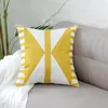Kussen Home Decor geborduurde hoes Gele gember/witte geometrische bloemencanvas katoenen vierkant borduurwerk 45x45 cm