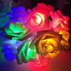 Strings 3M String Lights 30 Led Rose Flower Garland Wreath Lamp Patio Fairy Light Wedding Gardens Valentine's Day Decoration