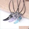 Hanger kettingen punk koele dappere mannen wolf tanden hanger ketting vrouwen geluk sieraden retro natuursteen tand amet neklac lulubaby dh4kt