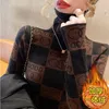 Maglioni da donna Abito a sbuffo vintage Addensato caldo Dolcevita Camicie nere Plus Top eleganti morbidi in velluto